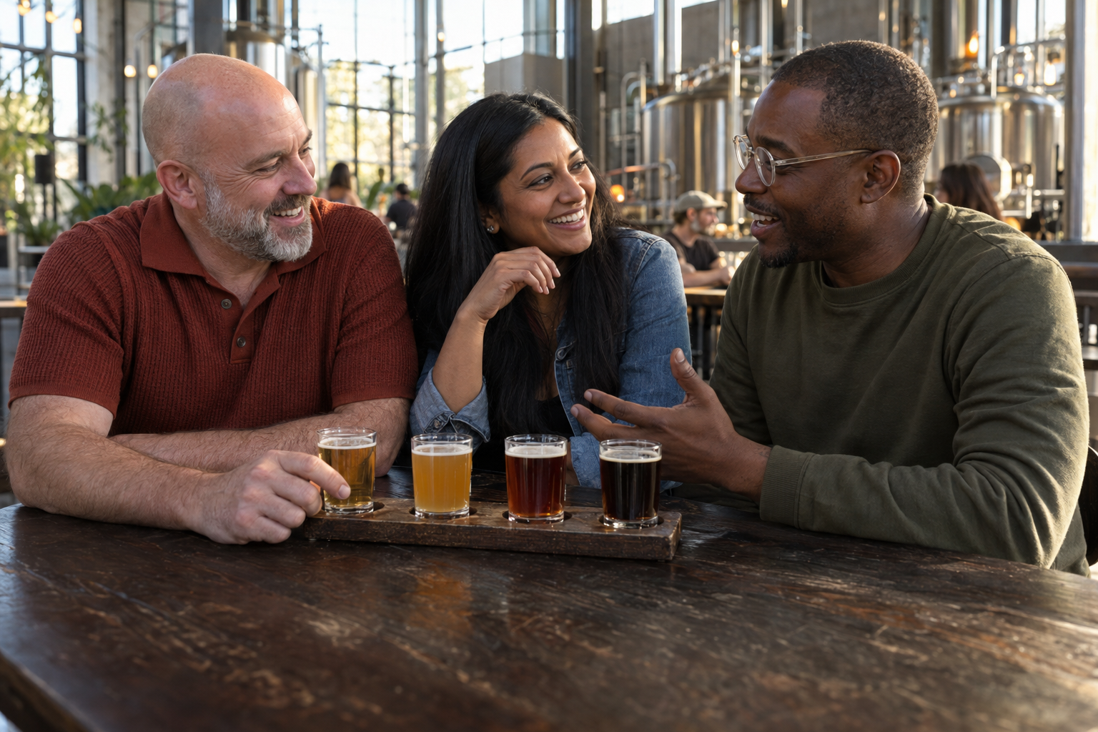 Friends in a brewery